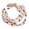 Natural Smoky Quartz White Jade Garnet Gemstone Smooth Beads Necklace 17" UB3193 UB-3193