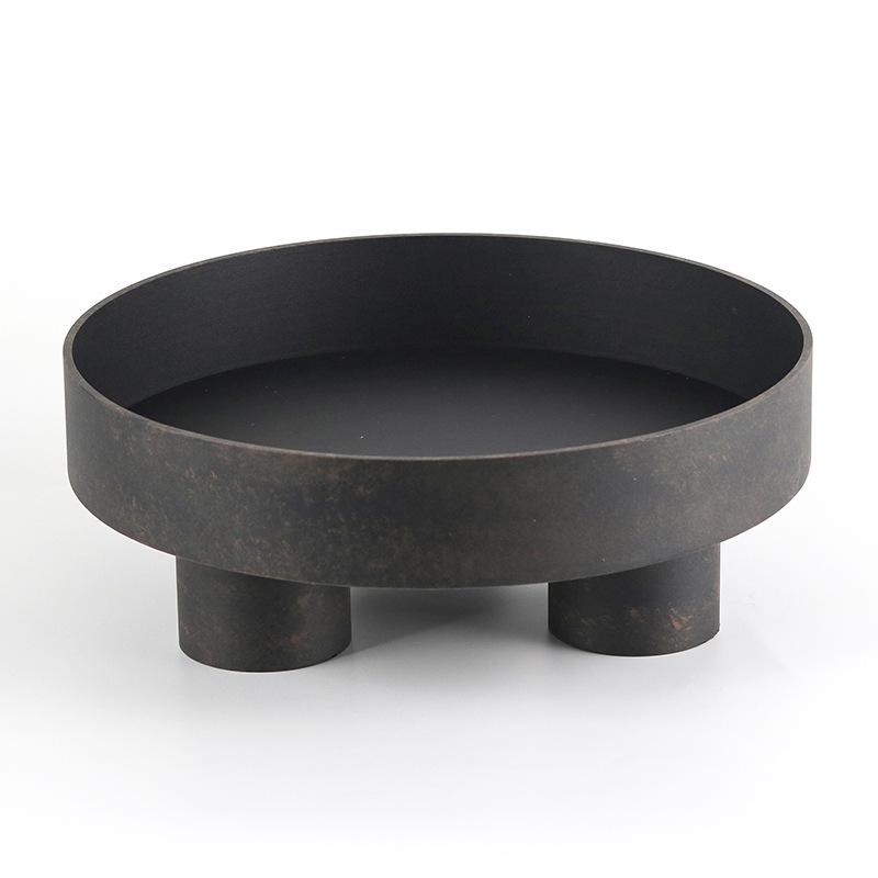 Nordic Трехногая круглая металлическая тарелка для фруктов, украшения для дома, модель комнаты, гостиной, спальни, столовой, подноса для хранения, украшения