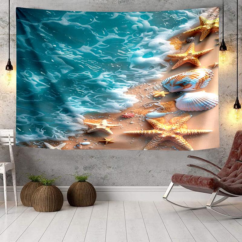 Ocean Starfish Shells Tapestry, Unique Design Tapestry, Wall Decor for Bedroom,Livingroom, Playroom,Heartwarming Fan Holiday Gifts