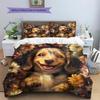 Happy Dachshund Pattern Bedding Home Decoration Birthday Gift (1 * duvet cover + 2 * pillowcase, without core)