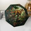 Prehistoric Dinosaur Realm pattern umbrella, portable and foldable design, 8 ribs, a casual accessory for Halloween, Christmas, and birthday gifts.