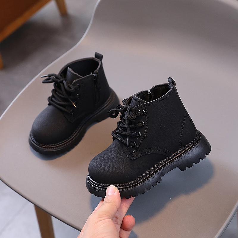 Children's Autumn Boots Solid Color Round-toe Kids Boots for Girl Fashion Thick Bottom Causal Boys Platform Ankle Boots Non-slip