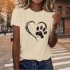 Fashion Women Personalized Love Dog Claw Print T Shirt Funny Casual O-neck Short Sleeves T-shirt Summer Female Tee Shirt
