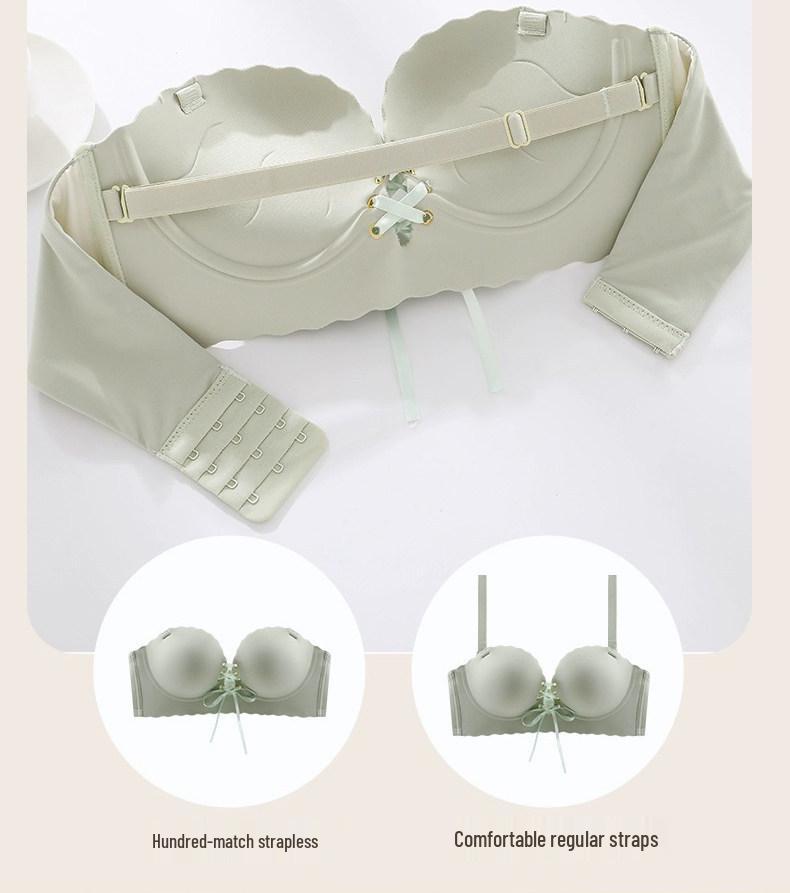 Женский strapless push-up бандо бюстгальтер, противоскользящий, бесшовный, для маленькой груди