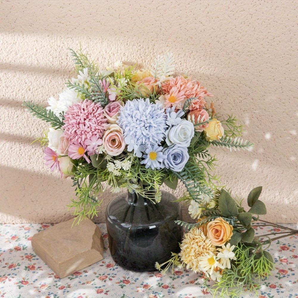 3 Pcs Silk Flowers Bouquet Artificial Flowers Fake for Home Decorations Table Centerpieces Flower Arrangement Wedding Decor Bridal Bouquet Baby Shower