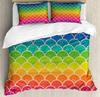 Rainbow Duvet Cover Set,Colorful Abstract Geometric Pattern with Triangle Polygon and Other Shapes Rainbow Bedding Set King Size