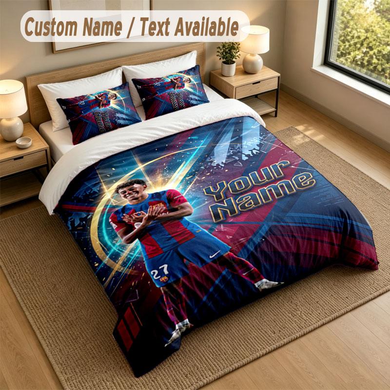 Bedding Set 1 Duvet Cover 2 Pillowcases Lamine Yamal Print Soft Bed Linen Bedroom Decor