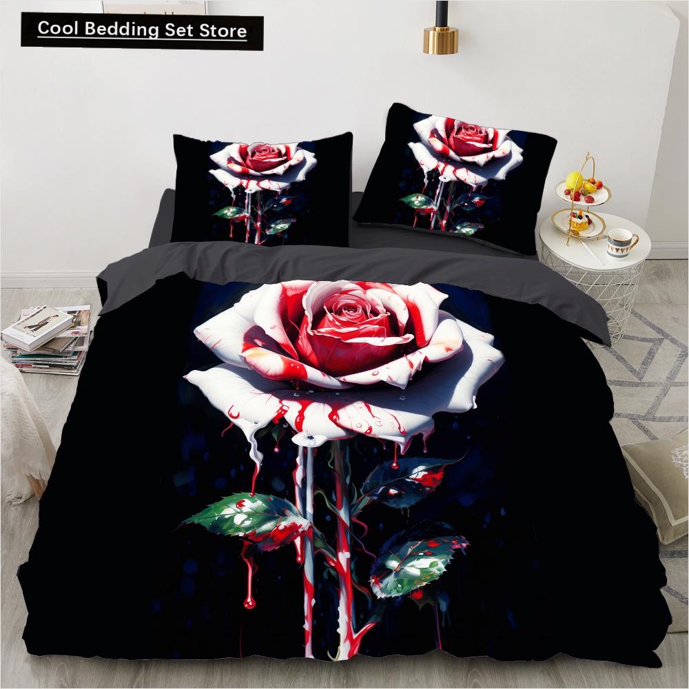 Роза Череп Цветок Постельный Комплект Мультяшные Комплекты Одеял Двуспальный Королевский Кинг Полуторный Размер Набор Пододеяльников Детский Девочки Белое Постельное Белье