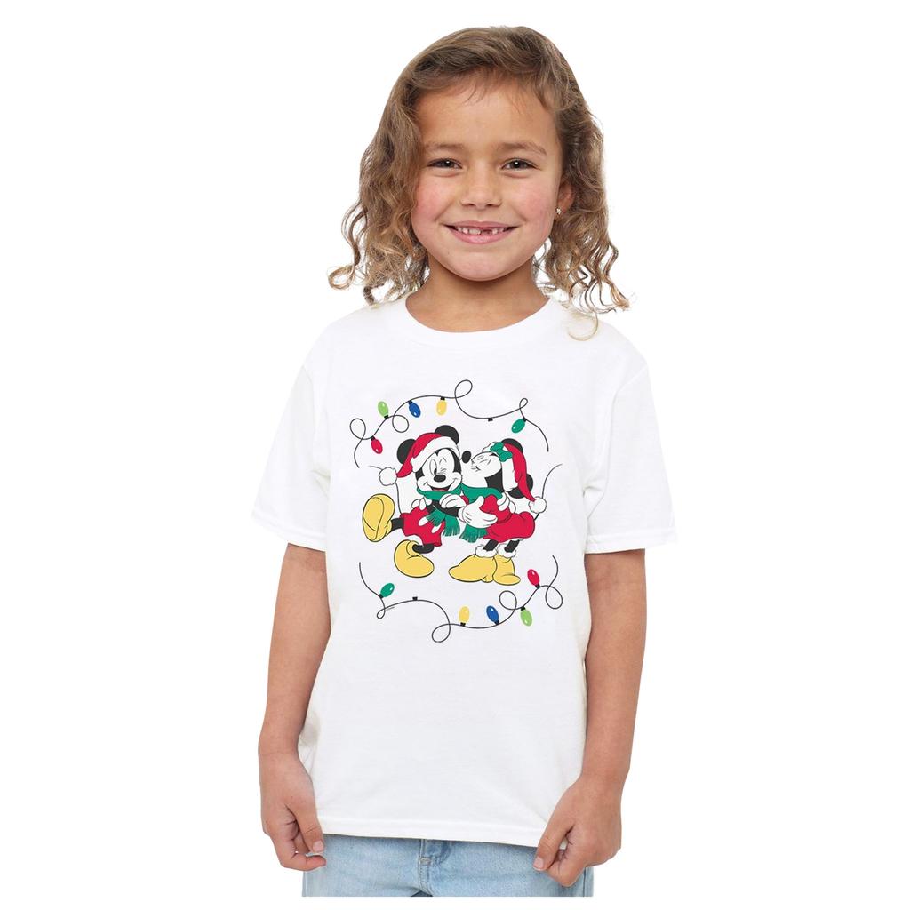 Disney Детская/Подростковая Рождественская футболка с Микки и Минни Маус, целующимися