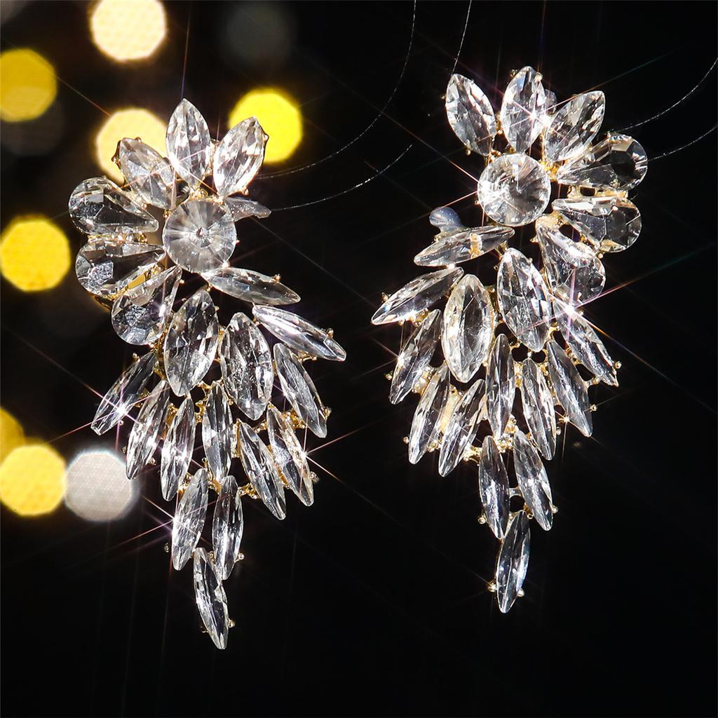 Мода, роскошные серьги-гвоздики из витражного стекла со стразами, женские преувеличенные серьги-гвоздики