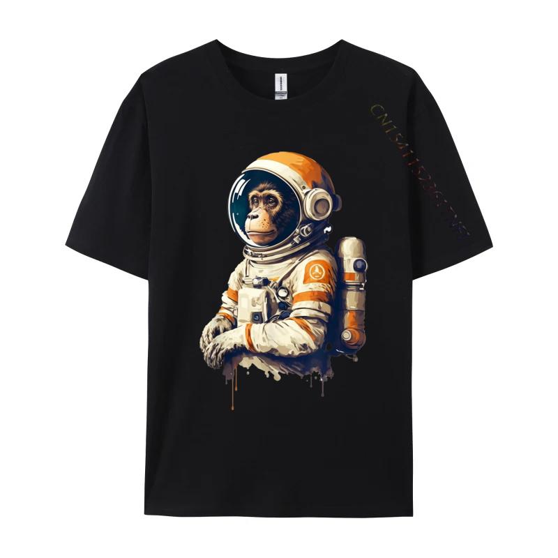 space vintage travel astronaut monkey astronaut Custom Camisa T-Shirt Tops Tees Retro Cotton Normal Clothing Shirt