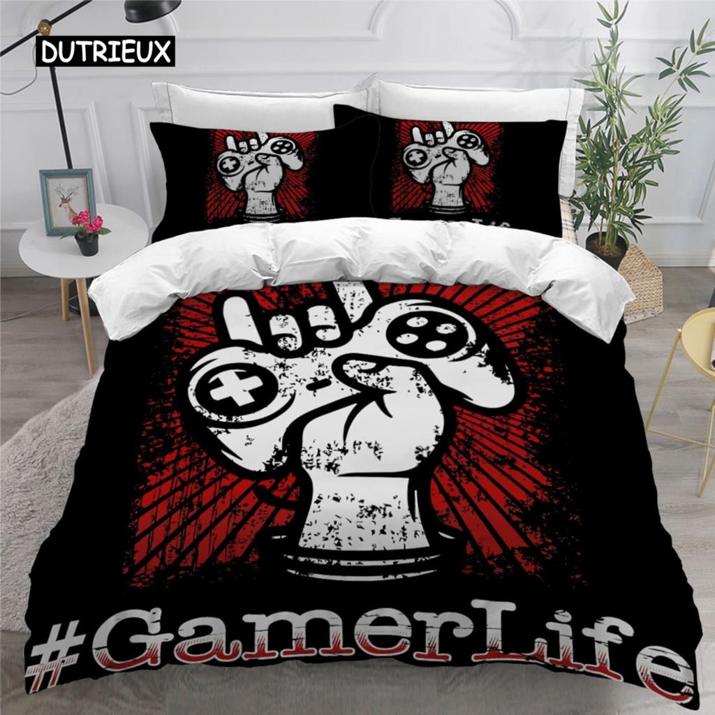 Комплект постельного белья Gamer для мальчиков, игровой комплект постельного белья для подростков, чехол для видеоигр, чехол для PlayStation King Size, 2/3 шт., пододеяльник