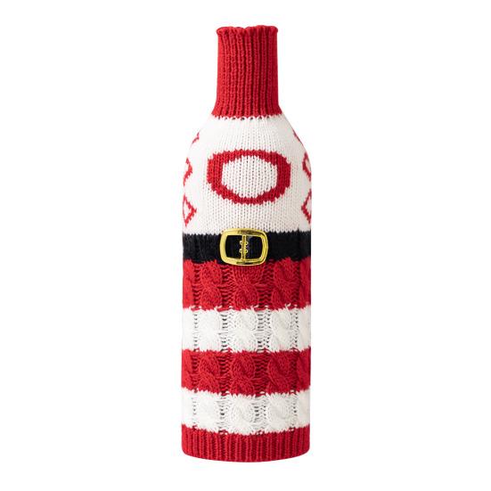 Рождественский чехол для бутылки вина, многоразовый вязаный чехол с буквами, праздничный декор стола