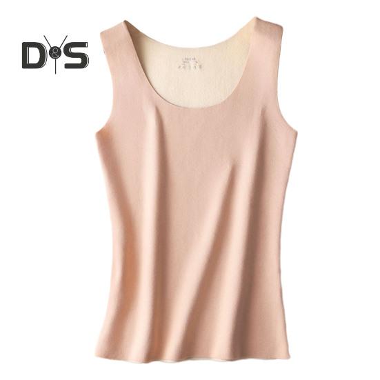 Autumn Winter DE Velvet Thermal Vest U Neck Sleeveless Tank Top Solid Color Seamless Warm Underwear Bottoming Tops