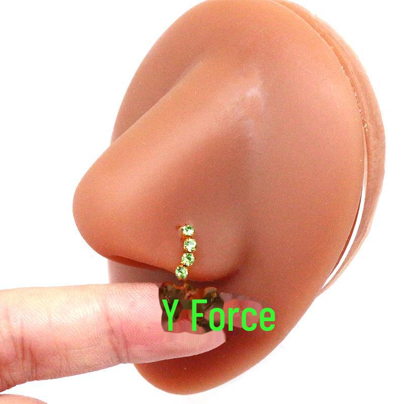 Gaby Cat Head Nose Stud with Butterfly, Five-Star, and Crown Designs - Piercing Jewelry