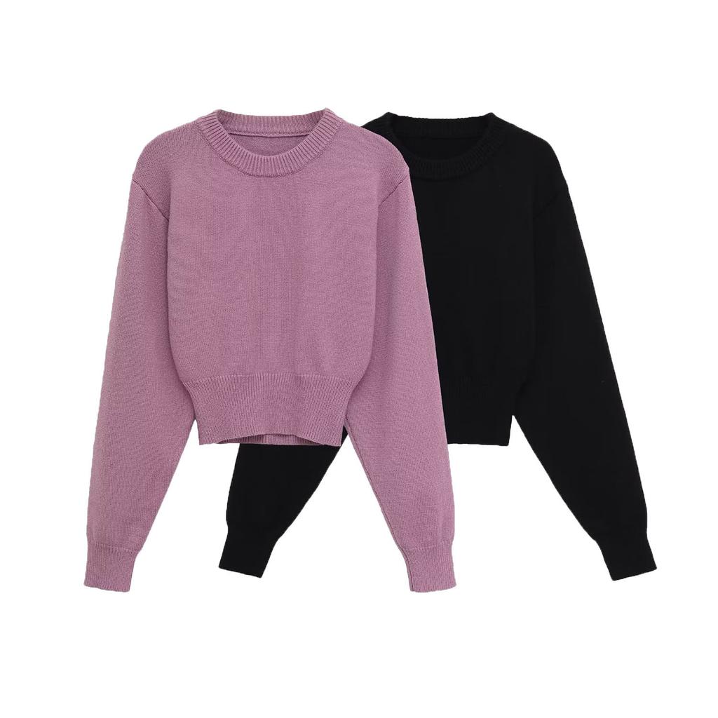 European and American style, new women's clothing, fashionable, versatile, cross-border foreign trade long-sleeved flat needle knitted sweater