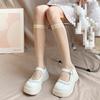 Girls Long Socks Stockings Women College Style Plaid Knee Socks Women Ultra-thin Transparent Crystal Silk Socks Stockings Sox