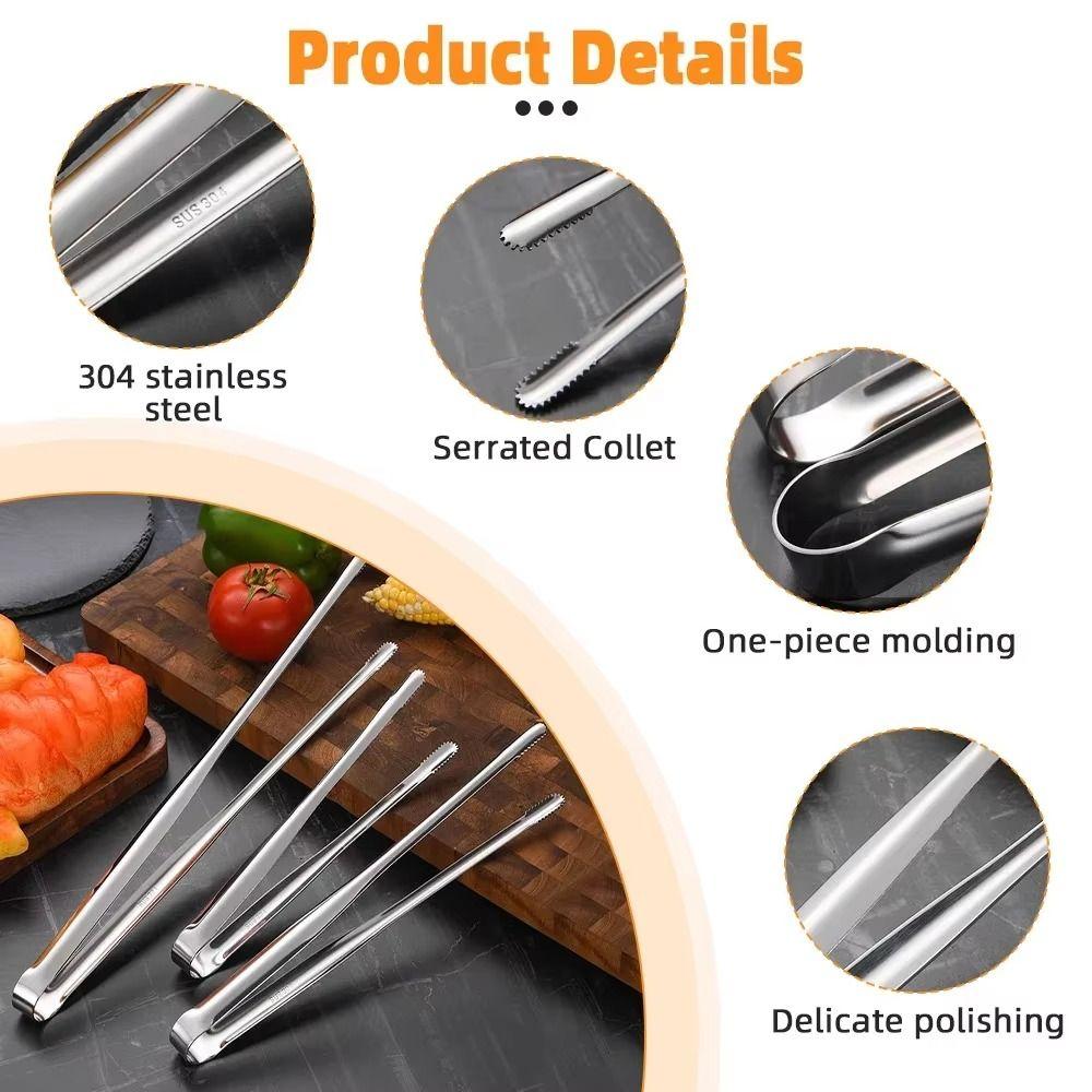 1Pcs 7/9/12Inch Food Clip 304 Stainless Steel BBQ Steak Clip New Grill Tongs  Cooking Utensils