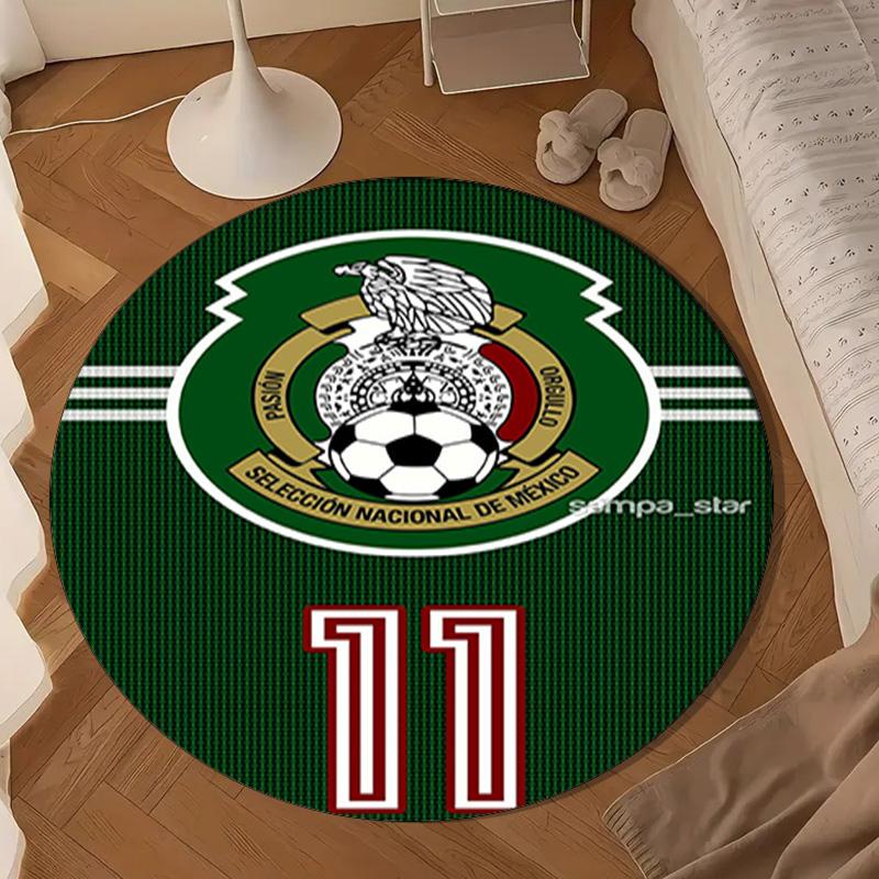 1PC rug Mexico Football Team Emblem Round mat Home Decor, Chair rug For livingroom,Bedroom, doormat home decor Birthday Gift Christmas Gifts