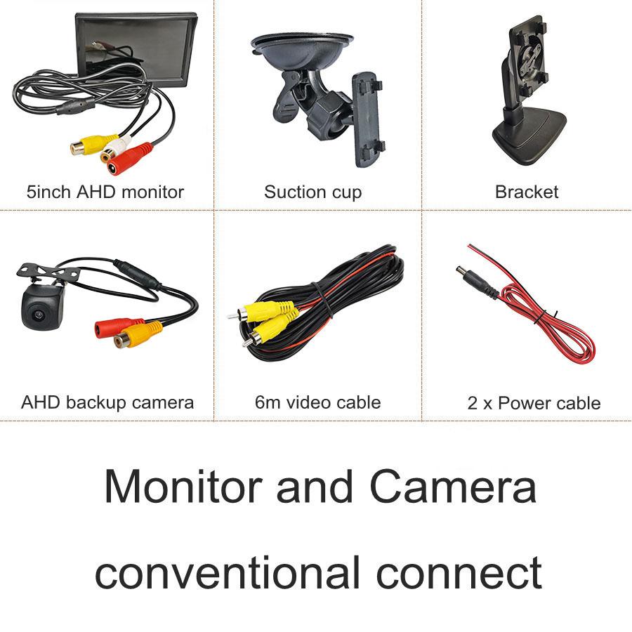 DIYKIT 1024*600 5inch AHD EWV Car Monitor IP68 Backup HD Rear View Car Camera for MPV SUV Horse Lorry