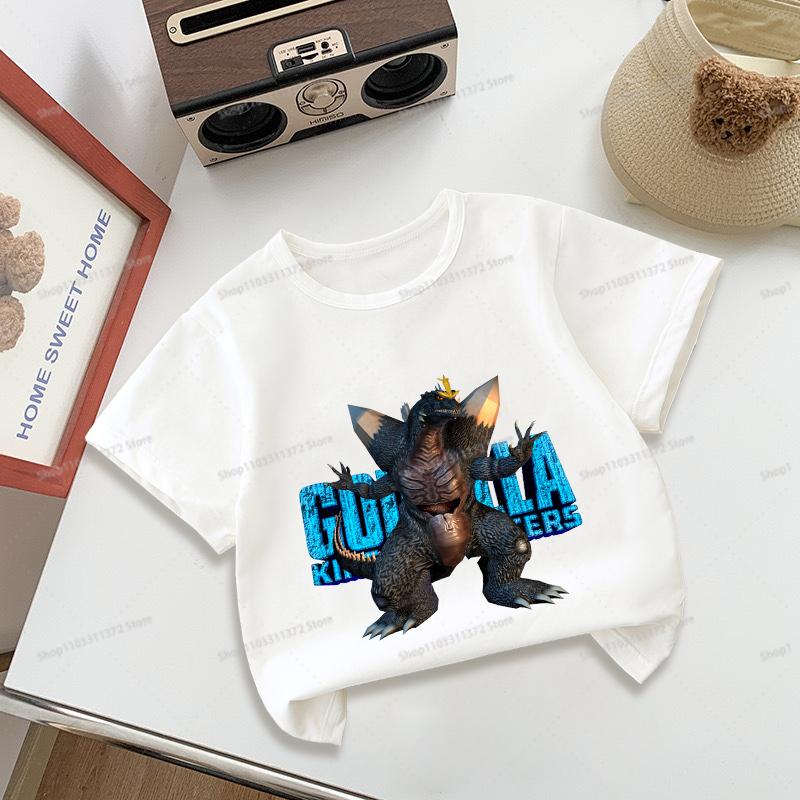 Godzillas Tshirt Round Neck Short Sleeve Sportwear Fashion Summer Boys Girls Clothes Birthday Tops Hip Hop Outdoor Wear Gifts