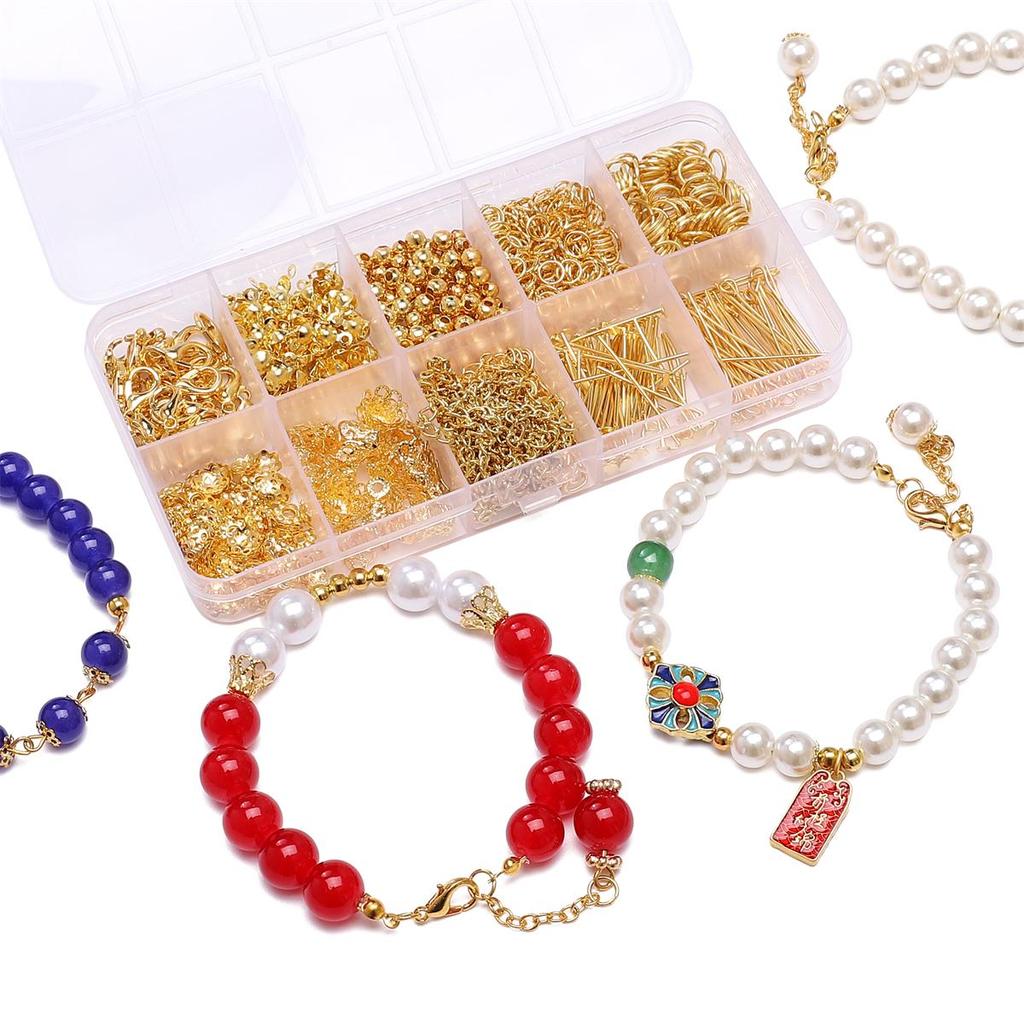 820Pcs Metal Jump Ring Clasps Lobster Chain Spacer Beads Pin Accessories For DIY Jewelry Making