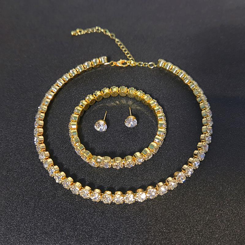 4 шт./компл. женский комплект ювелирных изделий для женщин ожерелье с подвесками браслет серьги-гвоздики белое циркониевое цепочное ожерелье