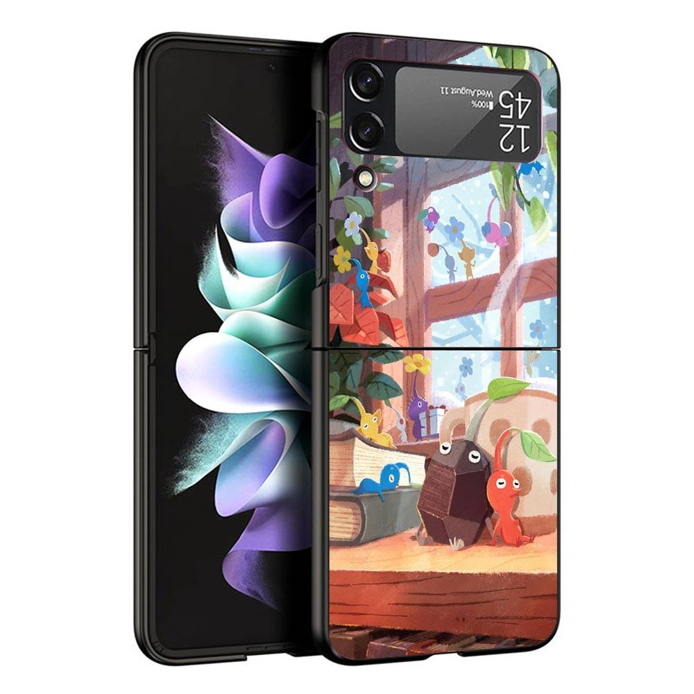 Game P-PikminS 4 Black Phone Case For Samsung ZFlip7 ZFlip6 ZFlip5 ZFlip4 ZFlip3 5G Hard Protective Galaxy Z Flip 3 4 5 6 7