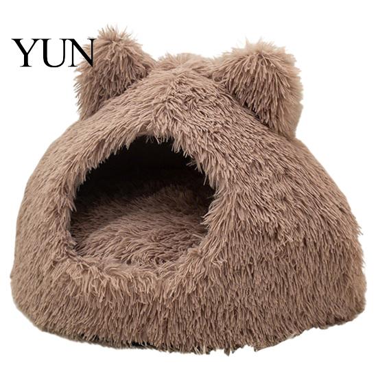 Indoor Cat Sleeping Nest Plush Cave Bed, Warm Enclosed Hideaway, Fluffy Cozy Self Warming Bed for Cold Weather Tent Burrow Cats Small Dogs Pet Sack