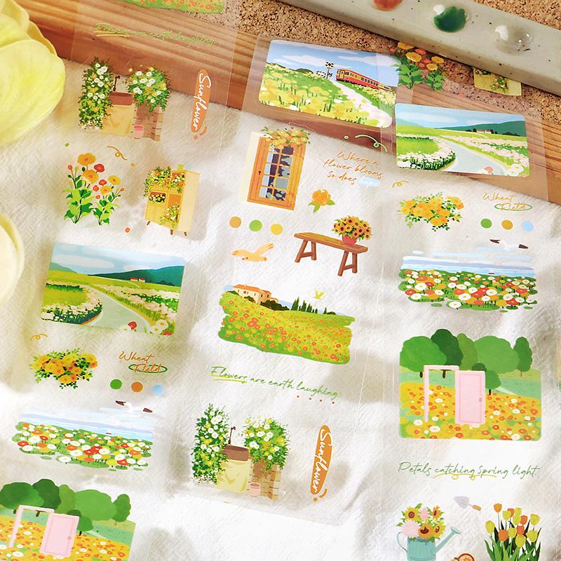 50mm * 3m Kawaii Flower Landscape Die Cutting Tape Decor Journal Supplies DIY Scrapbook Aesthetics Stationery