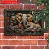 2D Flat Wooden Sign 30*20cm Jungle Essplorer, Vintage Elephant & Leopard Jungle Scene Wooden Wall Art Decorative Sign for Home, Gym, Yacht Decor
