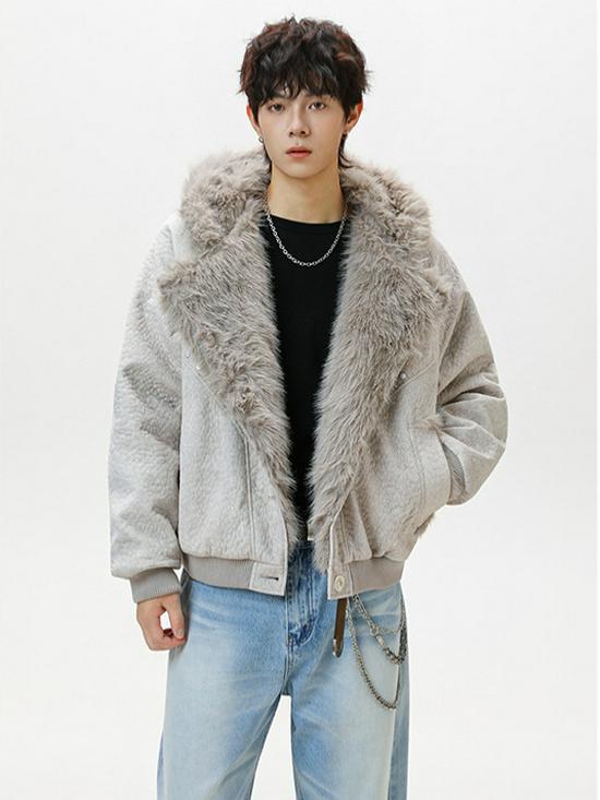 Мужская модная зимняя куртка из ПУ-кожи и хлопка с изображением горного орла - Толстая, теплая верхняя одежда для пар