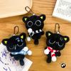 1PC Black Cat Bag Pendant Accessories Doll Pendant Cute Bag Keychain Key Ring Gifts Plush Phone Charms with Stripe Scarf