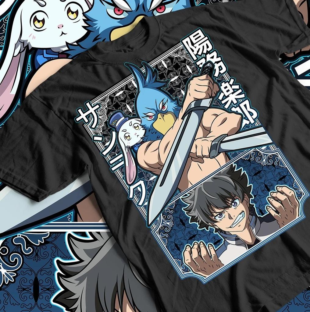 Sunkaku Hizutome Rakuro Character Pattern Tshirt for Men and Women Summer Cotton Comfortable Loose Fashion Short Sleeve Top