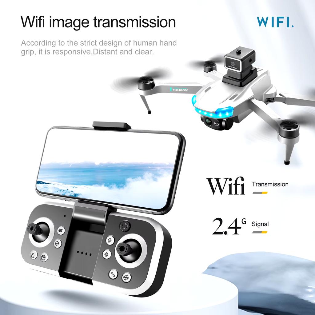 Новый S138 RC Drone ESC HD Dual Camera Wifi FPV Obstacle Avoiding Wireless Motor Складной Quadcopter Gift Toys
