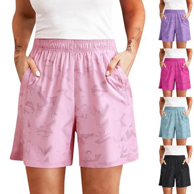 Женские повседневные однотонные прямые повседневные брюки с эластичной резинкой на талии и карманами