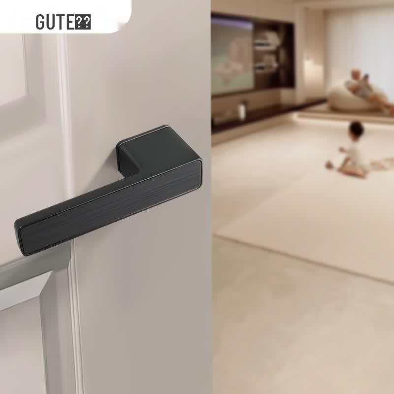 GUTE Minimalist Black Magnetic Lever Door Lock