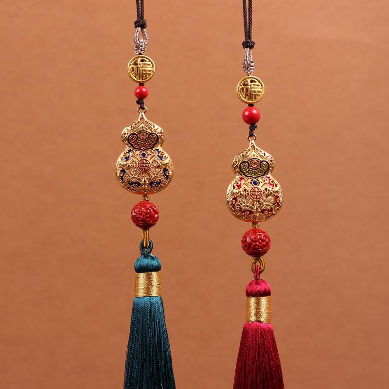 Китайская полая тыква из латуни Фу, резная подвеска на удачу, автомобильные подвесные аксессуары, декор фэн-шуй, Хулу, амулет, кулон на день рождения