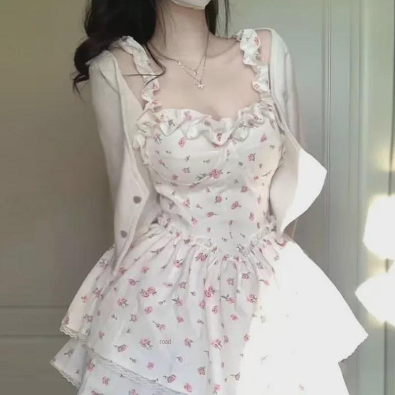 Женская юбка средней длины с французским кроем — милый цветочный дизайн, идеально подходит для ранней весны и осени, шикарная талия и нежный стиль феи.