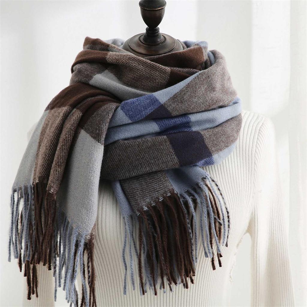 Women's Plaid Scarf Warm Thickening Trend Scarf Shawl Cape