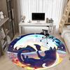 1pc Moonlit Cats Office Round Area Rug,  Mat Suitable ForOffice, Under Office Chairs Bedroom Living Room Home Decor, Room Deco