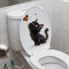 Черная кошка бабочка наклейка на унитаз ПВХ водонепроницаемая съемная самоклеящаяся гостиная ванная комната настенное искусство мультяшный котенок крышка унитаза украшение наклейка