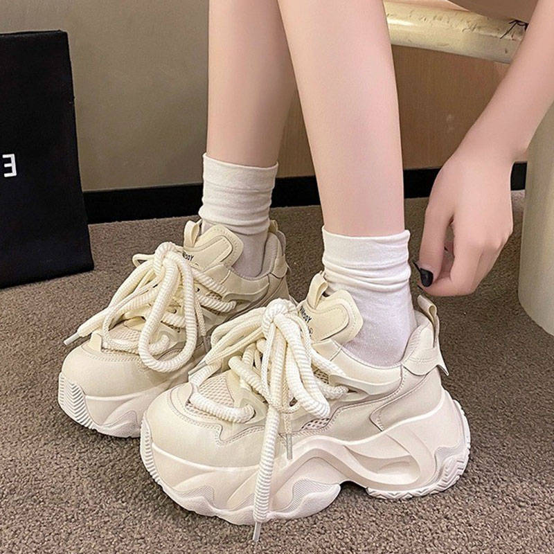 Dad shoes women's spring platform muffin shoes heightening sports shoes ins spring and autumn casual running shoes