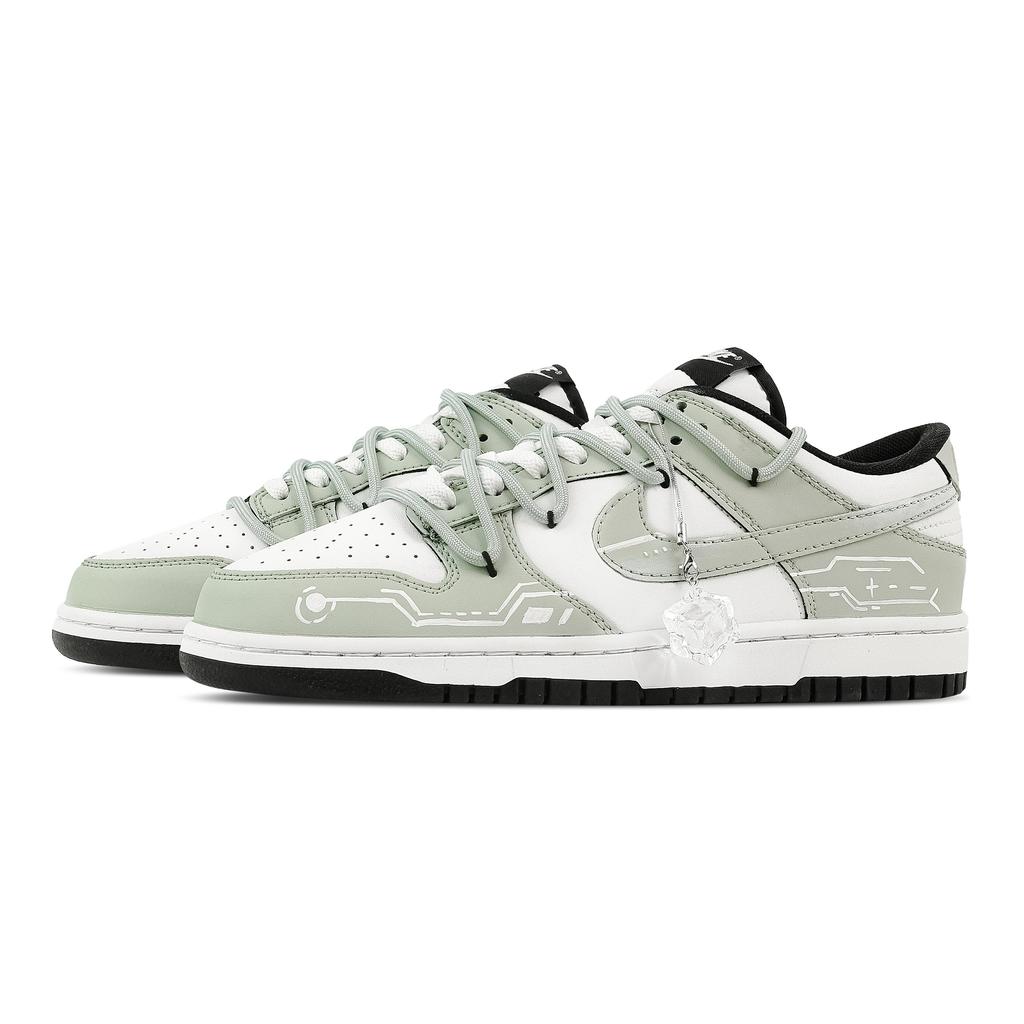 Nike Кроссовки Dunk Cyber Blue и Белый Фарфор, Кожаная Коробка-Сердце, Устойчивая к Истиранию, Низкие Скейтбордические Туфли, Унисекс DD1391-100(Команда773--)