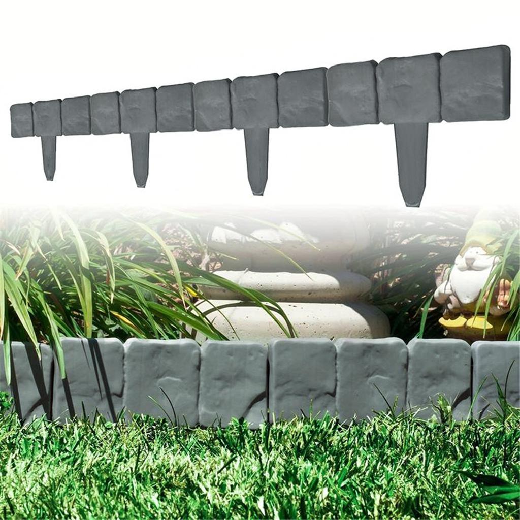 8/12/16pcs Garden Landscape Edging Borders Insert Plastic Imitation Stone Effect Fence DIY Lightweight for Outdoor Patio Balcony Yard