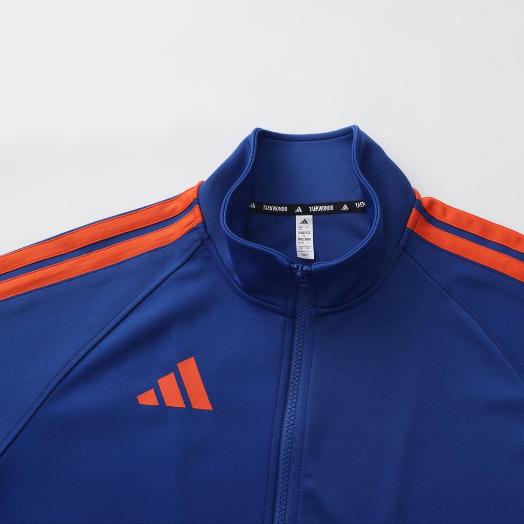 Adidas Jackets Unisex Blue Base Orange Stripes Stand Collar Moderate