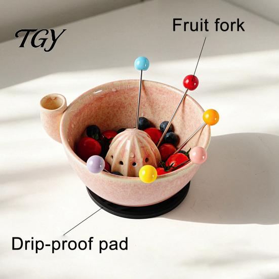 Lemon Lime Squeezer Tool Ceramic Berry Washing Bowl, Manual Citrus Juicer Reamer, Fruit Cleaning Bowl And Juice Extraction for Kitchen Breakfast Salad