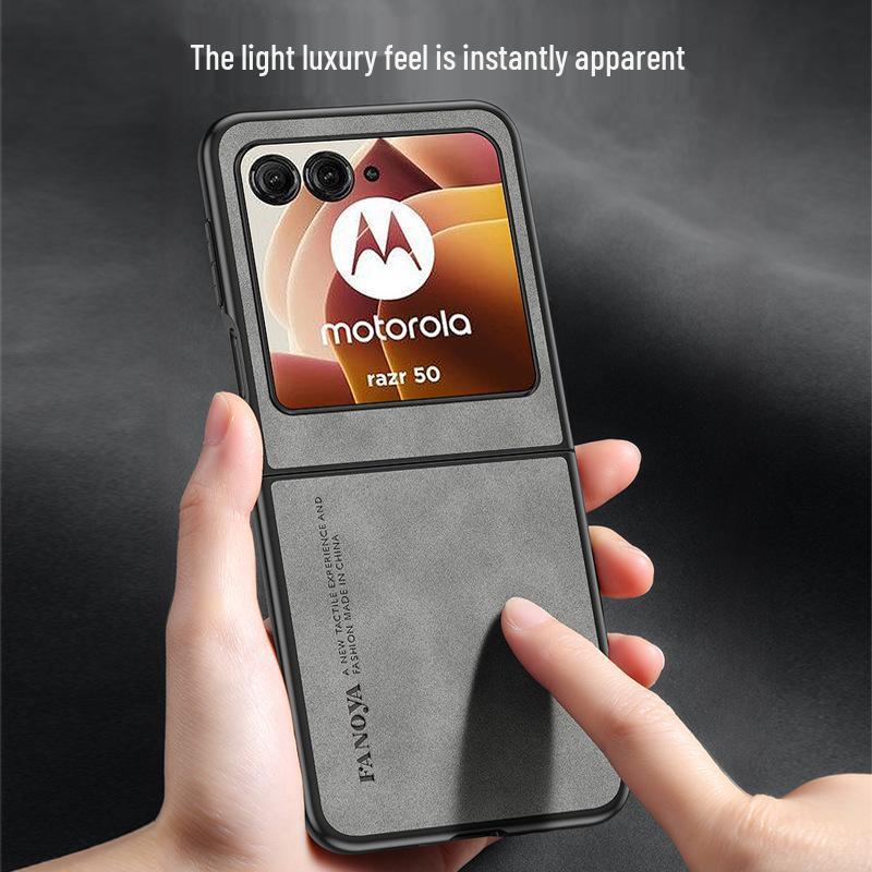 Compatible with Moto Razr 50: Ultra-Light Leather Texture Frosted Protective Case