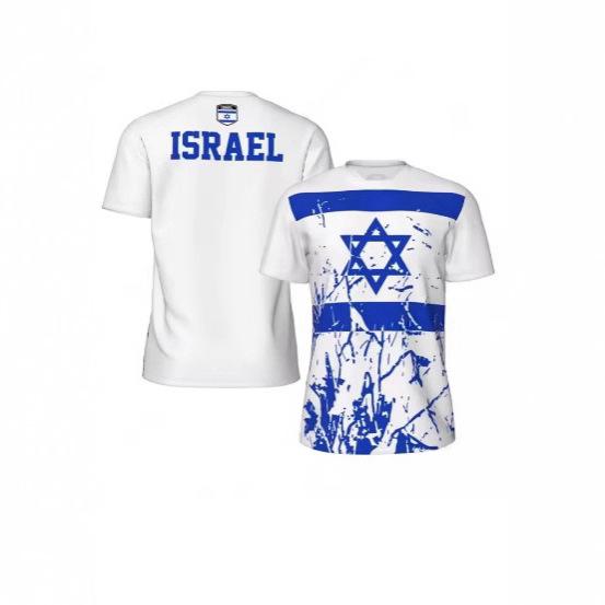 Trendy Israeli flag graphic football t-shirt for men Summer Trend 3D national logo print t-shirt Hugh