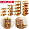Multi-Layer Bamboo Shoe Rack 40/60/80CM Tall Household Thick Bamboo Material Space Saving Shoe Shelf for Entryway Hallway